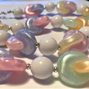 Necklace, Lucite Candy Colors & White Beads